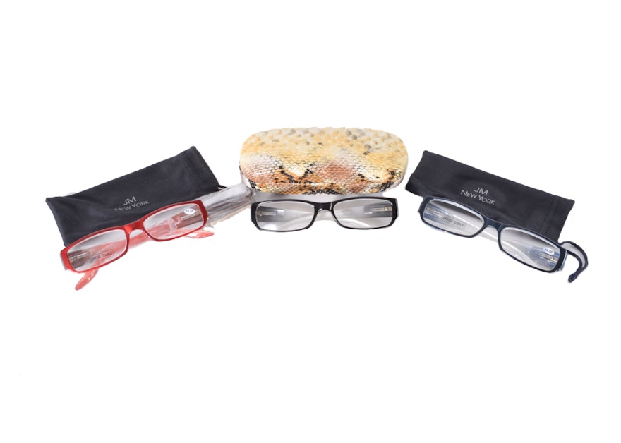 A Trio of New Joy Mangano Reading Glasses and Case