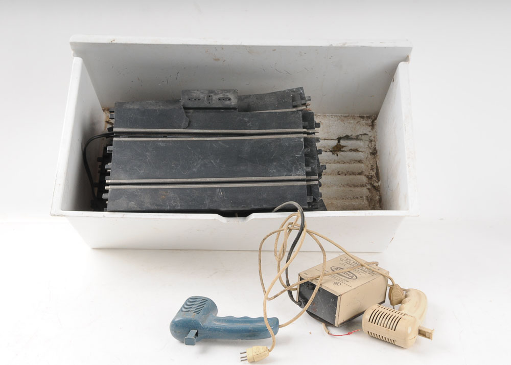 Vintage Aurora Double Lane Slot Car Track and Controllers