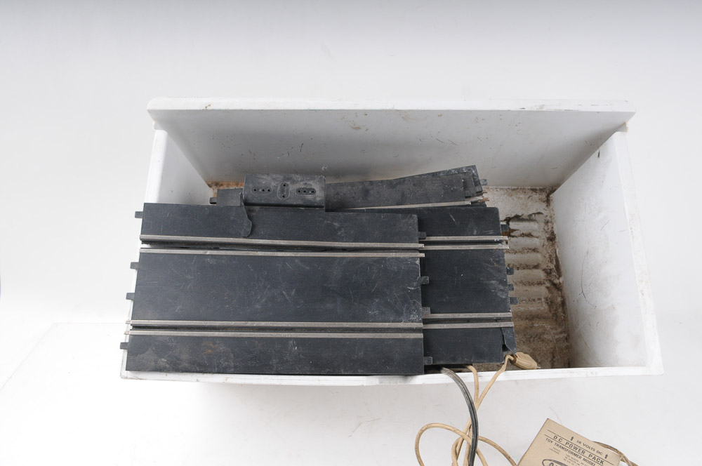 Vintage Aurora Double Lane Slot Car Track and Controllers