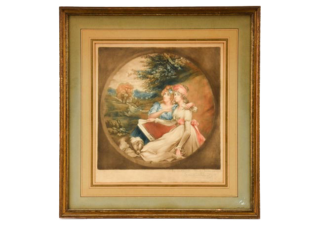 Antique Arlent Edwards Mezzotint After "The Frankland Sisters"