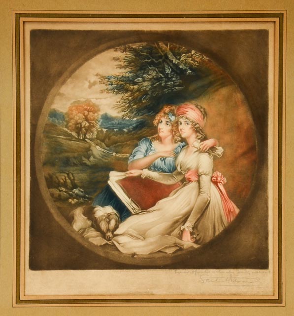 Antique Arlent Edwards Mezzotint After "The Frankland Sisters"