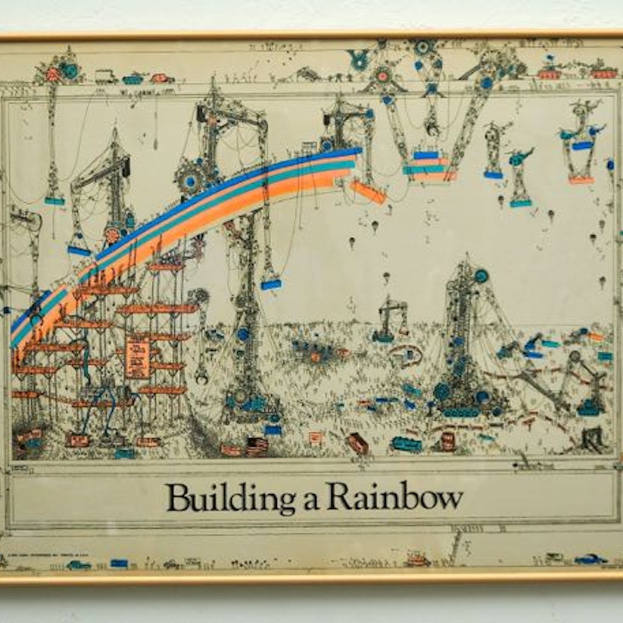 Vintage "Building A Rainbow" Poster 1976 EBTH