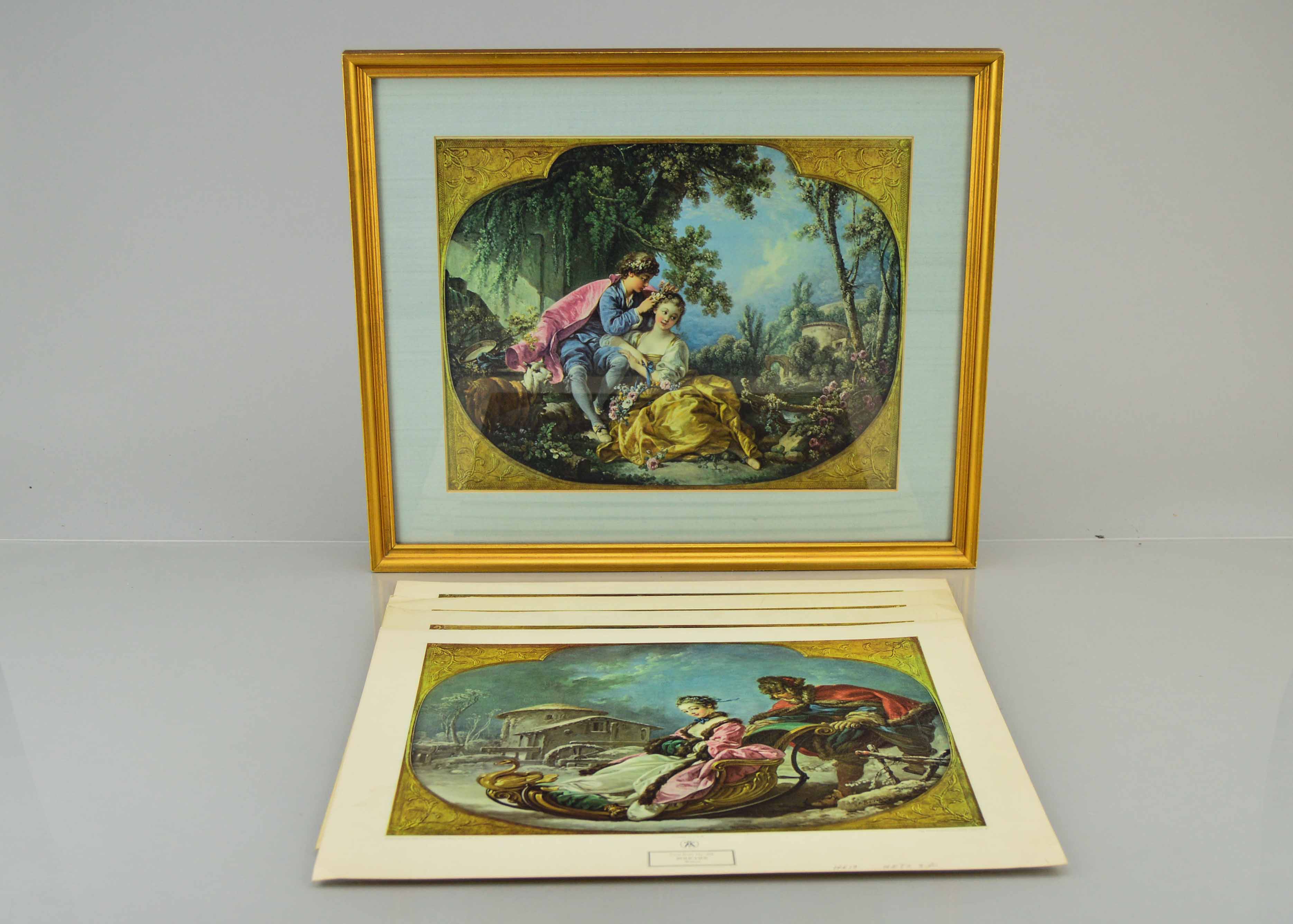 Set of Vintage Color Lithograph Prints by Francois Boucher
