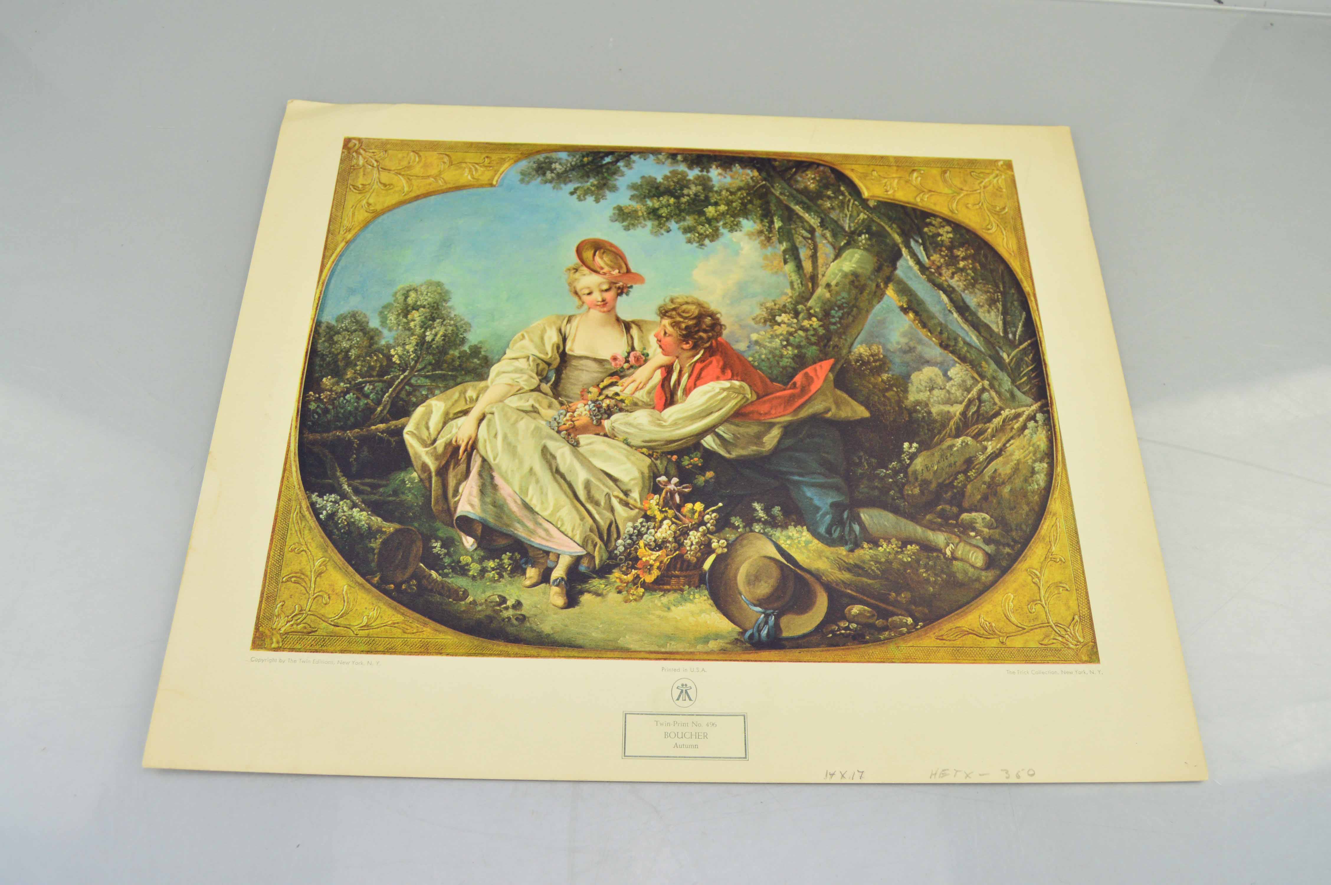 Set of Vintage Color Lithograph Prints by Francois Boucher