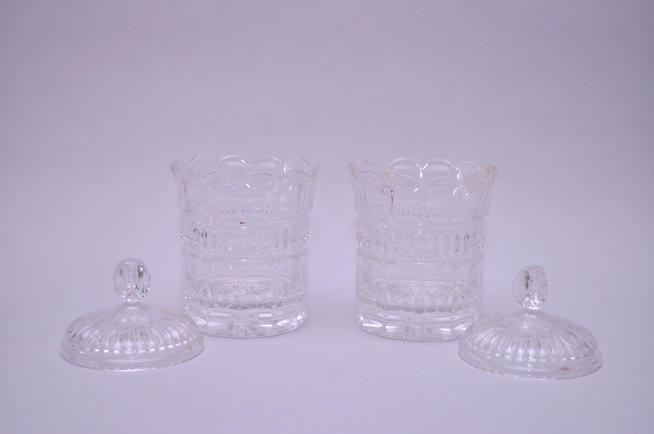Depression Glass Bowls and Lidded Jars