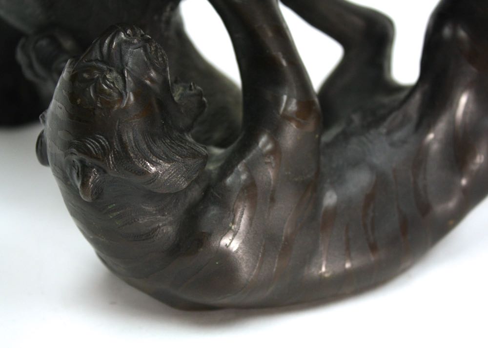 Elephant Fighting Two Tigers Sculpture