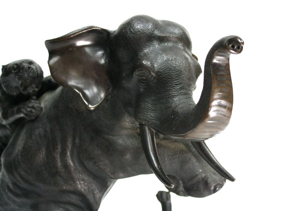 Elephant Fighting Two Tigers Sculpture