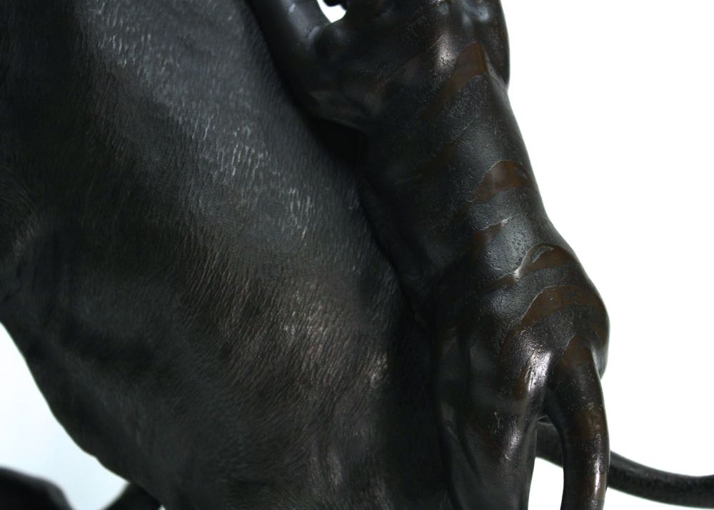 Elephant Fighting Two Tigers Sculpture