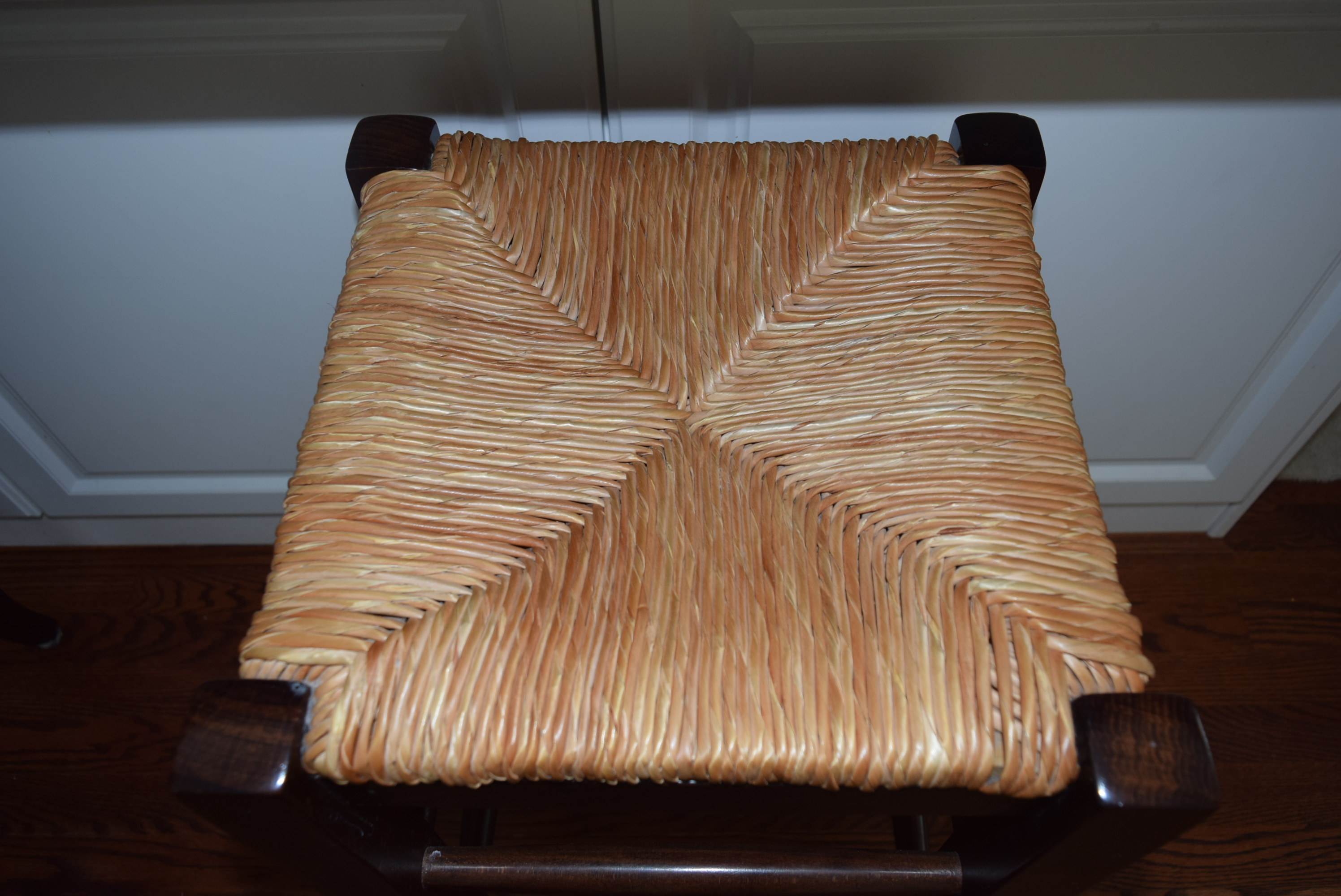 Pair of Pottery Barn "Napoleon" Rush Seat Counter Bar Stools