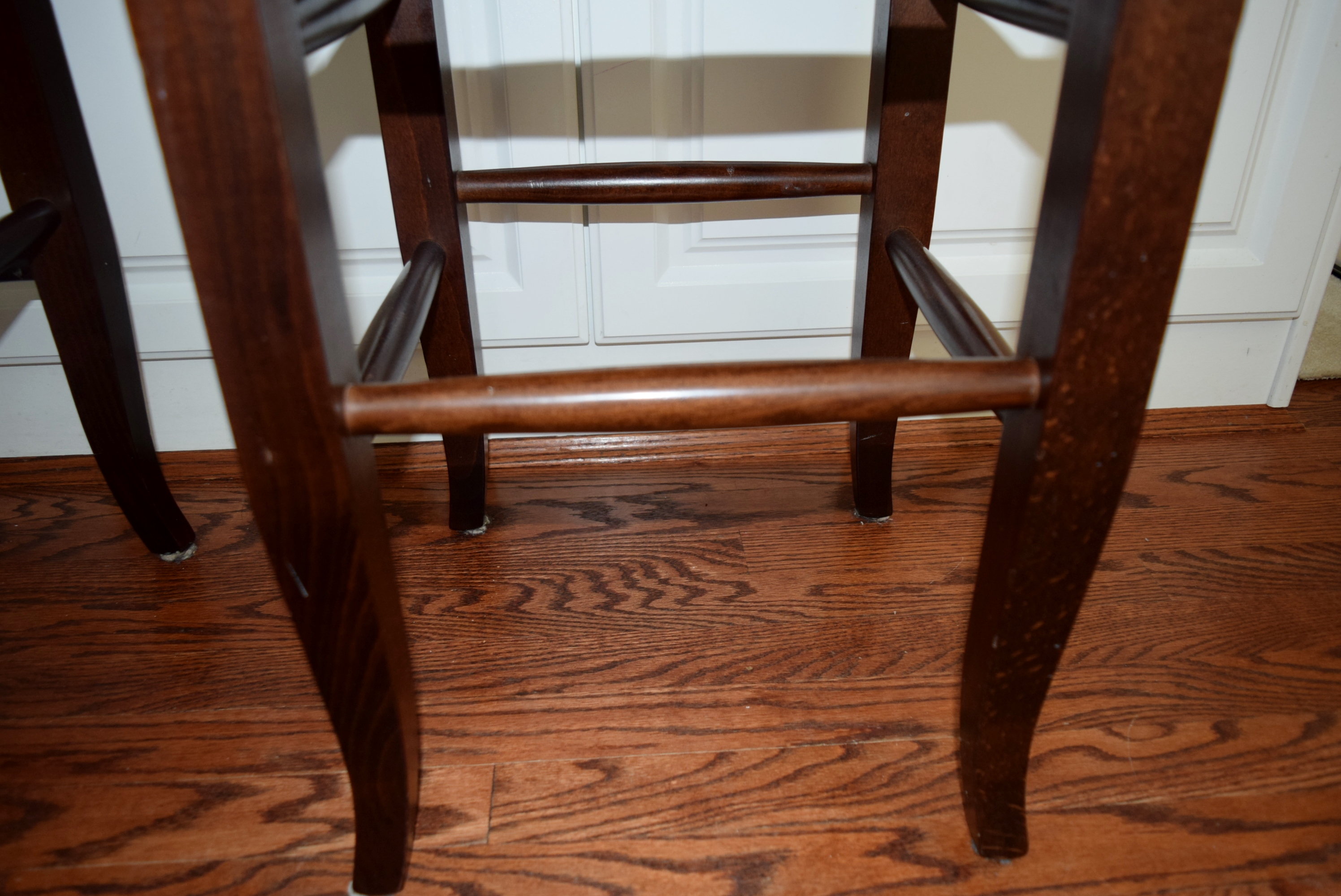 Pair of Pottery Barn "Napoleon" Rush Seat Counter Bar Stools