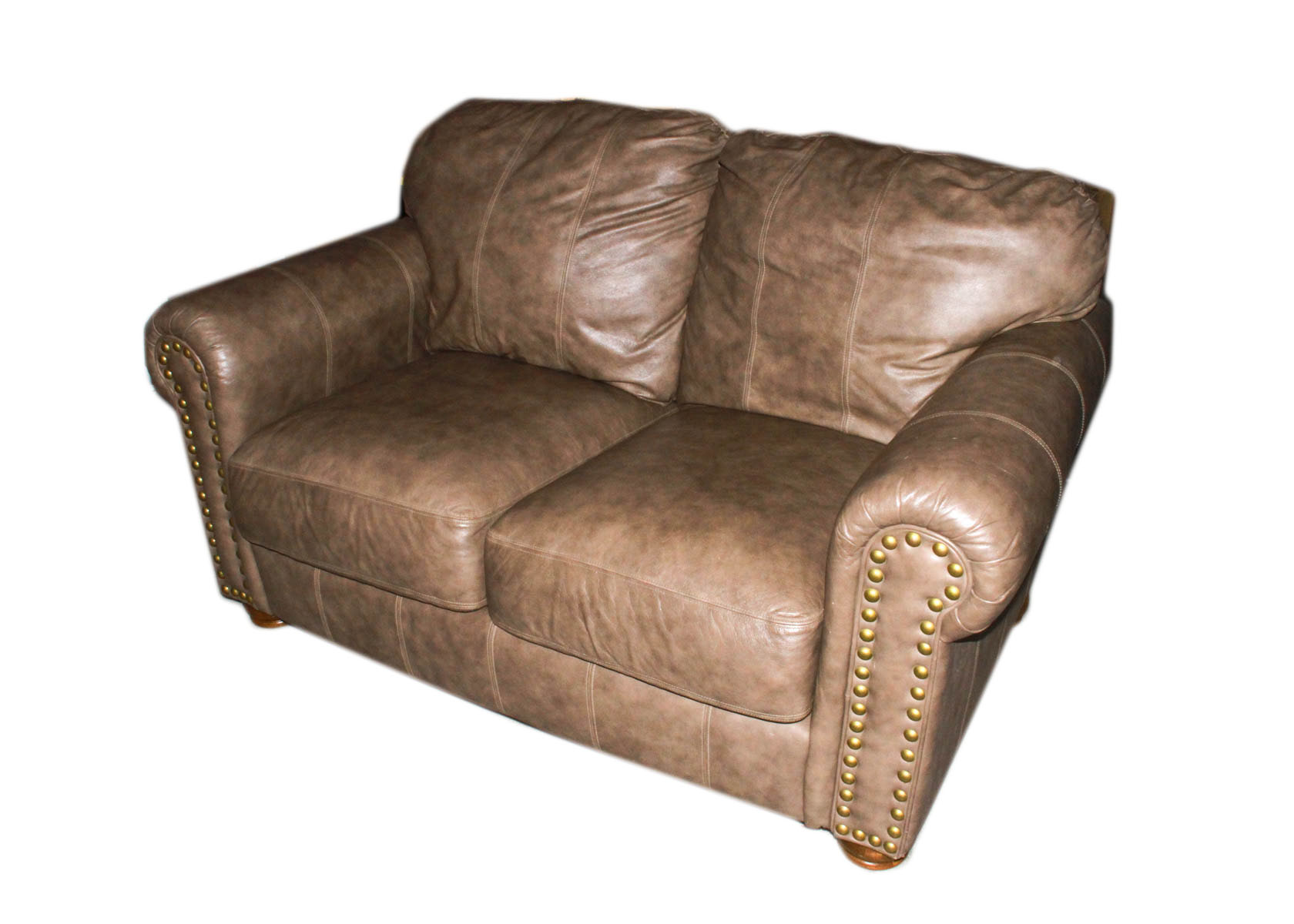 Light Brown Leather Love Seat Sofa