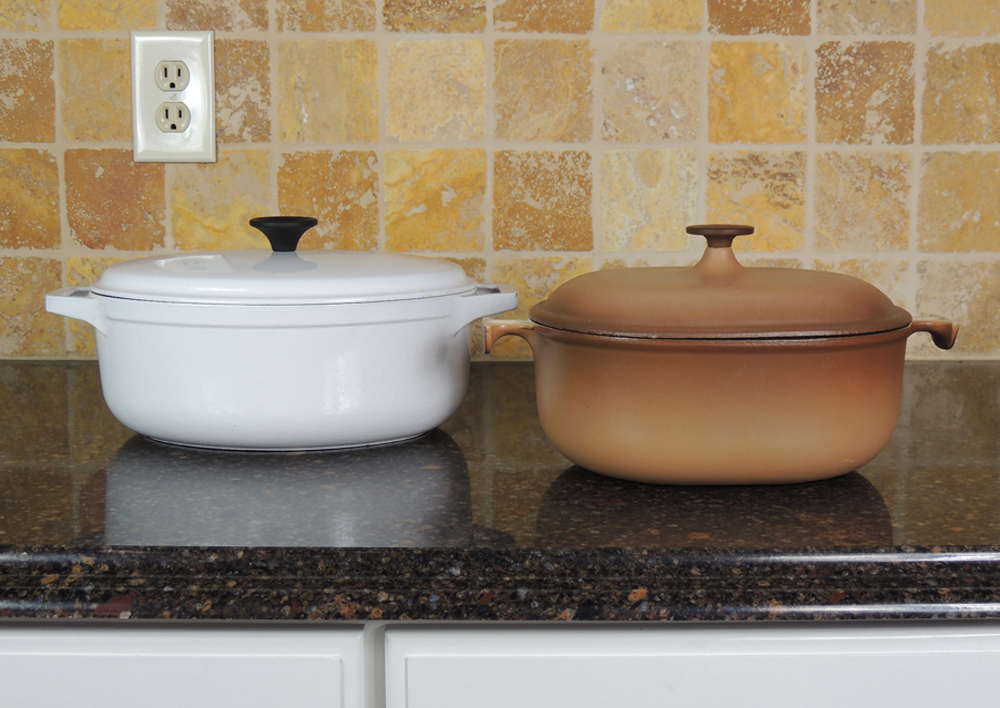 Vintage Le Creuset and Nomar Enameled Cast Iron Casserole Dishes