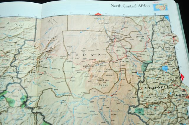 Wooden Dictionary Stand and "Atlas of the World" Book