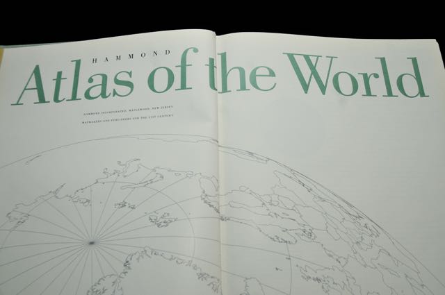 Wooden Dictionary Stand and "Atlas of the World" Book