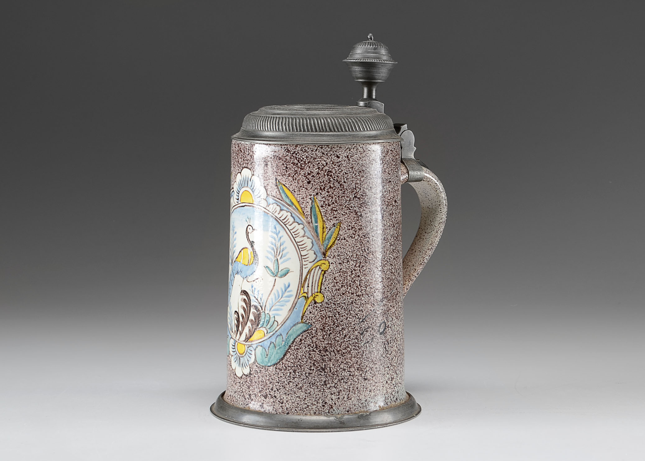 Rare 18th Century Manganese Delft Glazed Stein / Tankard