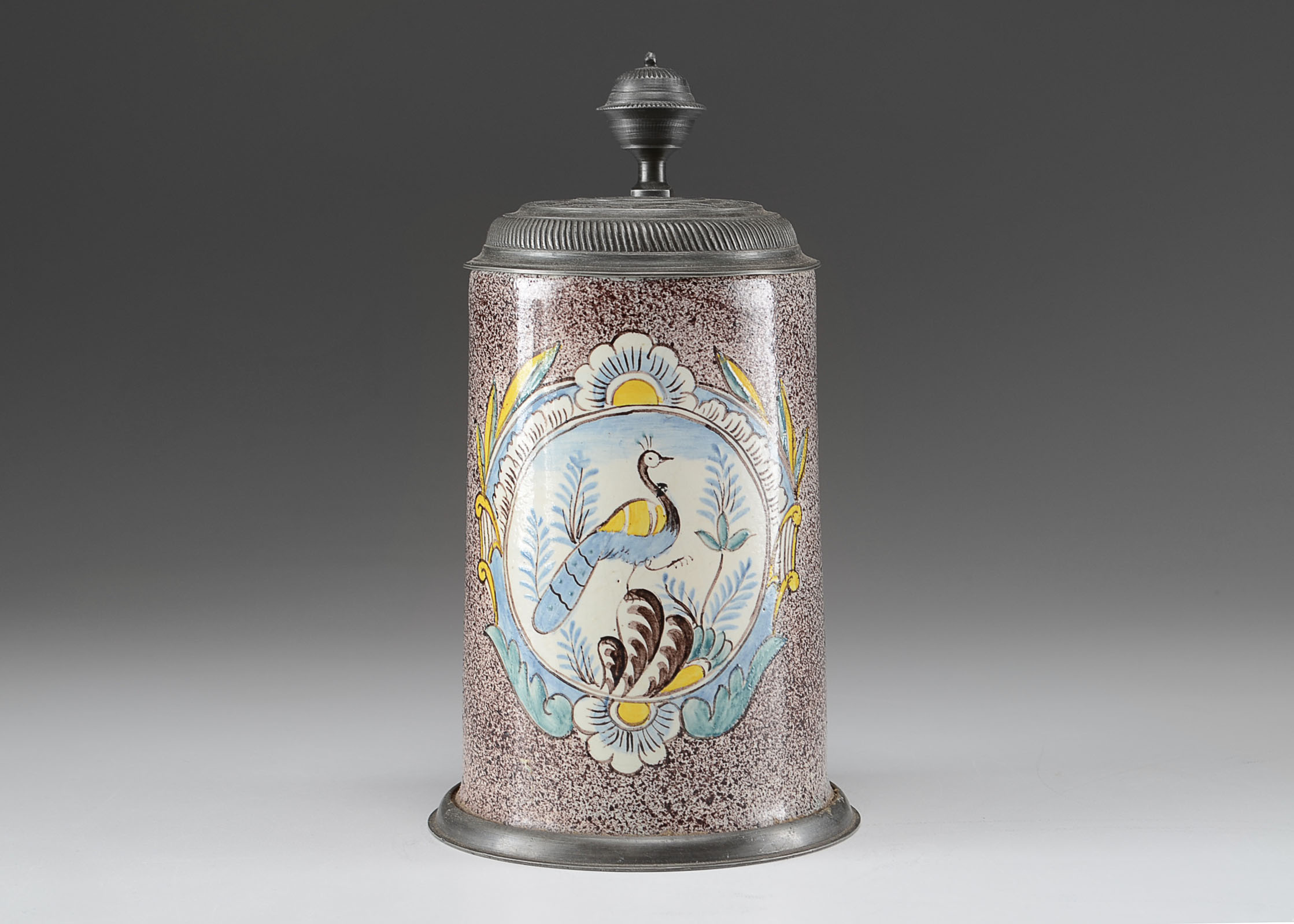 Rare 18th Century Manganese Delft Glazed Stein / Tankard