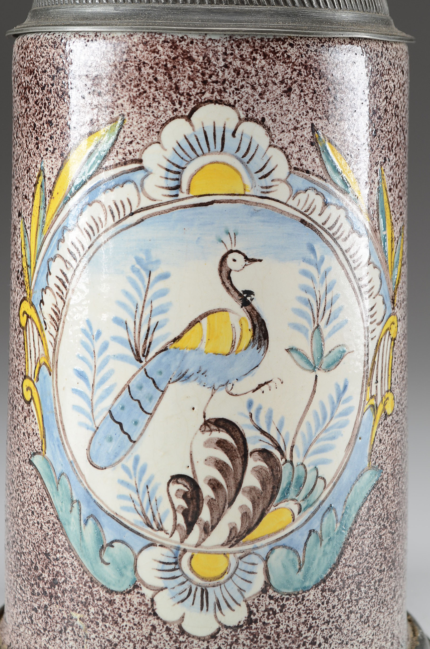 Rare 18th Century Manganese Delft Glazed Stein / Tankard