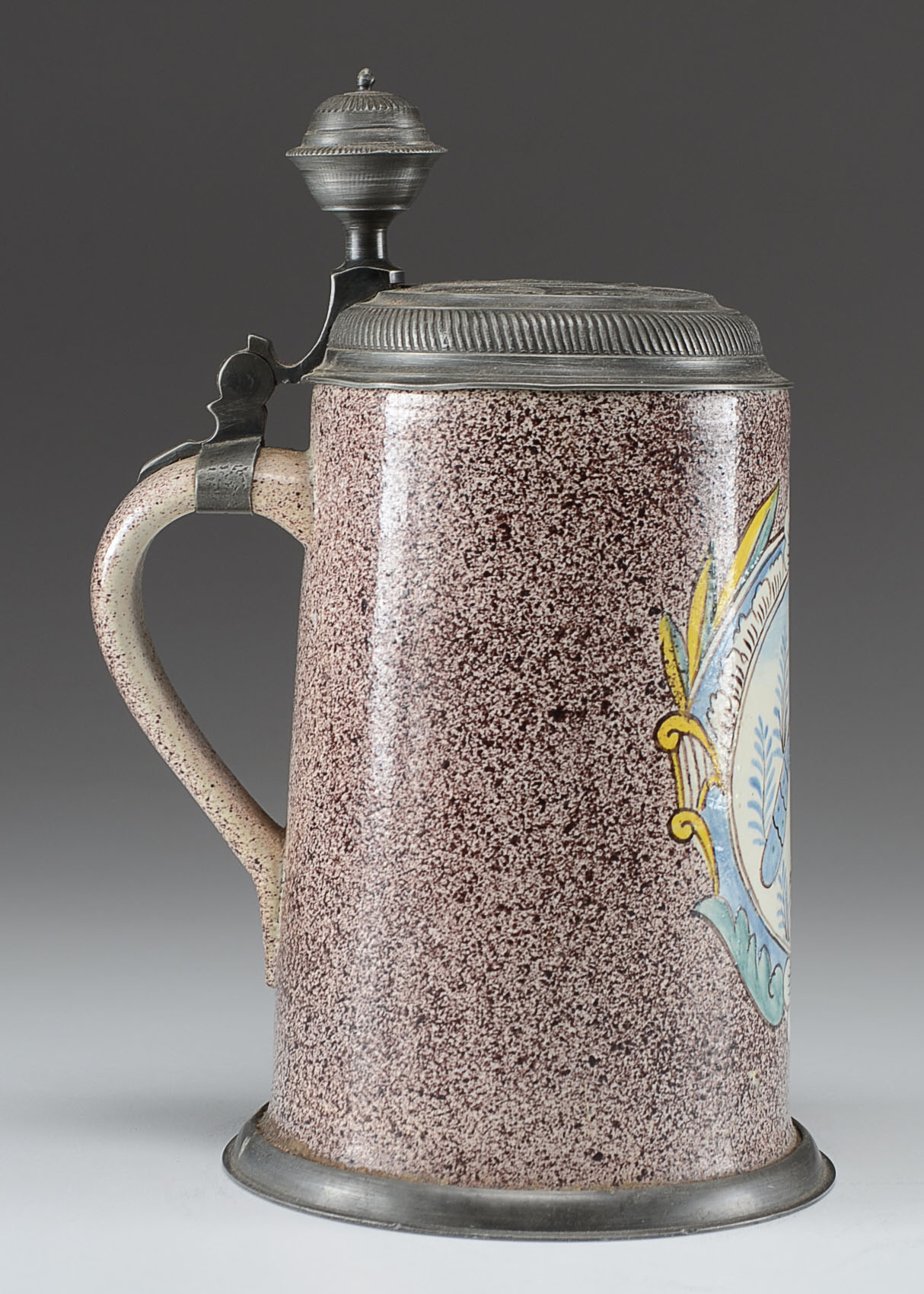 Rare 18th Century Manganese Delft Glazed Stein / Tankard