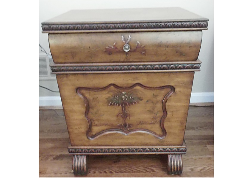 Hand-Painted End Table Filing Cabinet