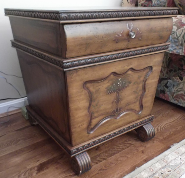 Hand-Painted End Table Filing Cabinet