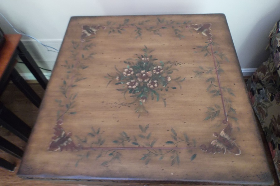 Hand-Painted End Table Filing Cabinet