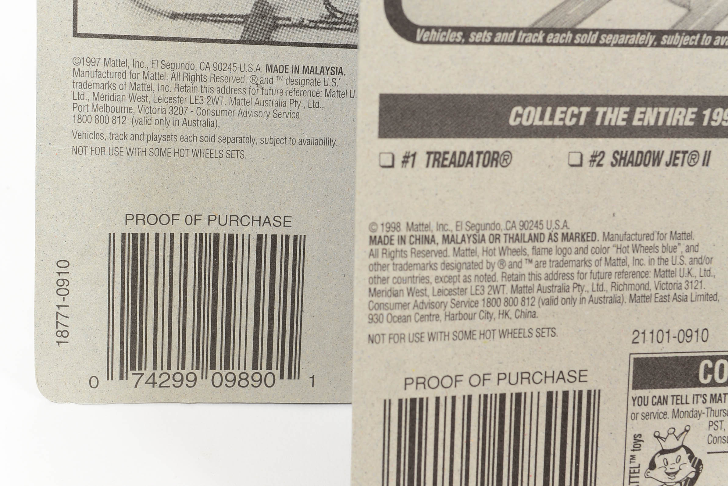 Six 1997 Mattel Hot Wheels Complete 4-Car Series