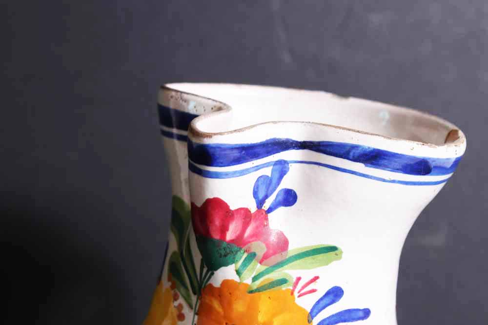 Pair of Vintage Hand Painted Italian Ceramic Pitchers