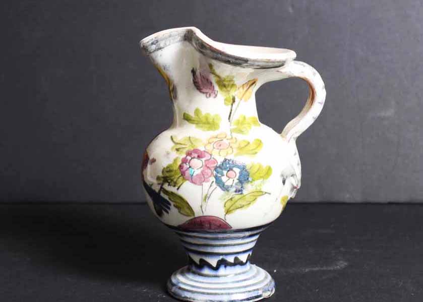 Pair of Vintage Hand Painted Italian Ceramic Pitchers