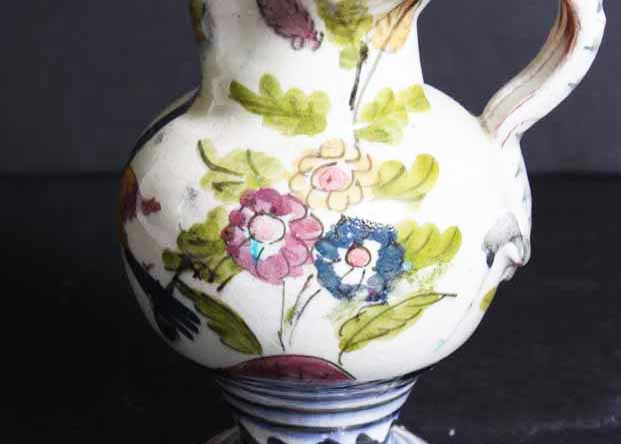 Pair of Vintage Hand Painted Italian Ceramic Pitchers