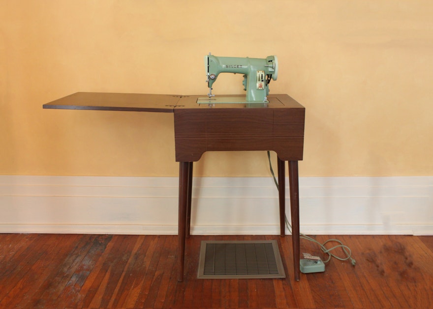 Vintage Singer Sewing Machine Model RFJ8-8 and Hideaway Stand