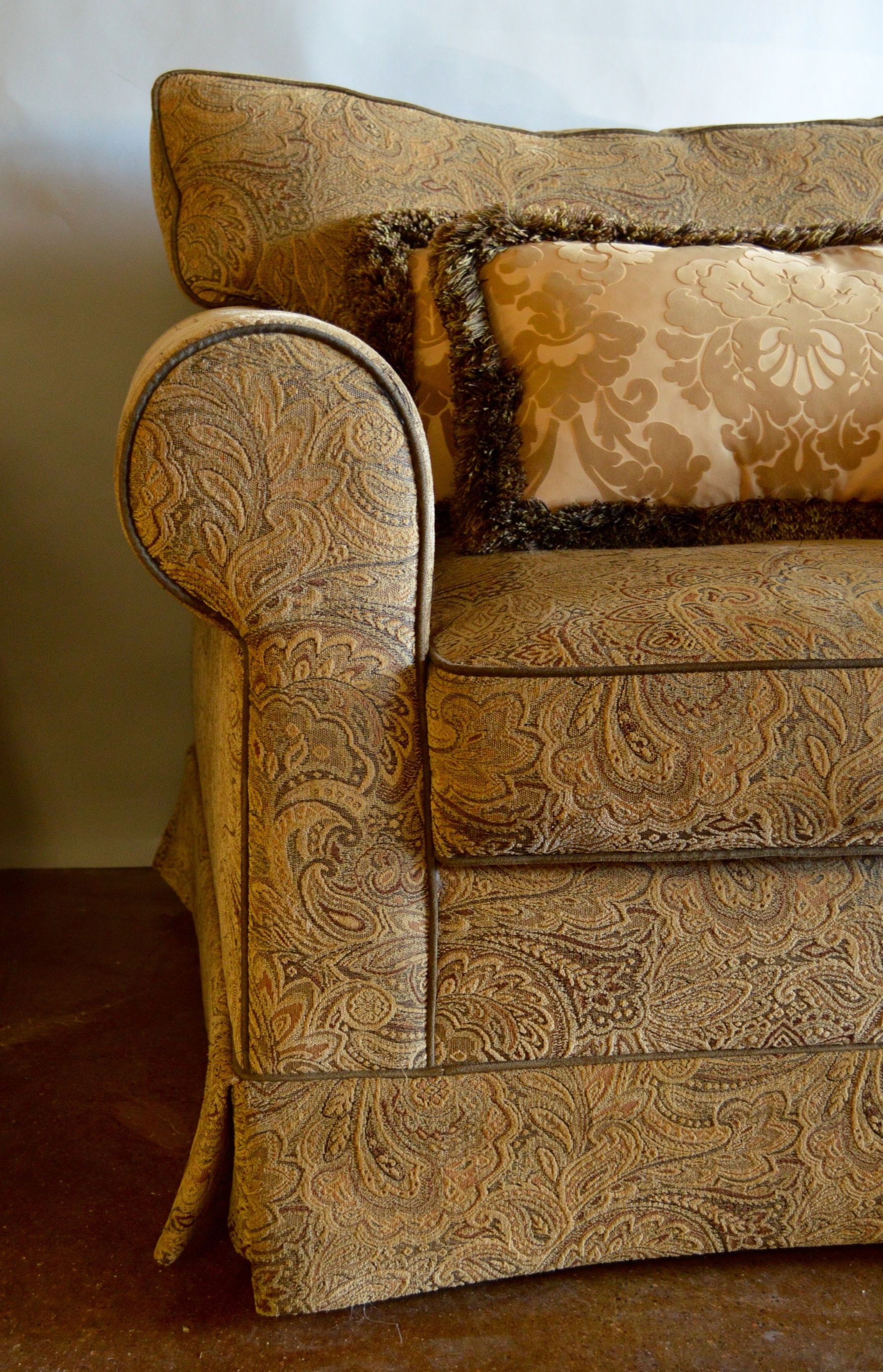 Two Overstuffed Armchairs with Ottomans