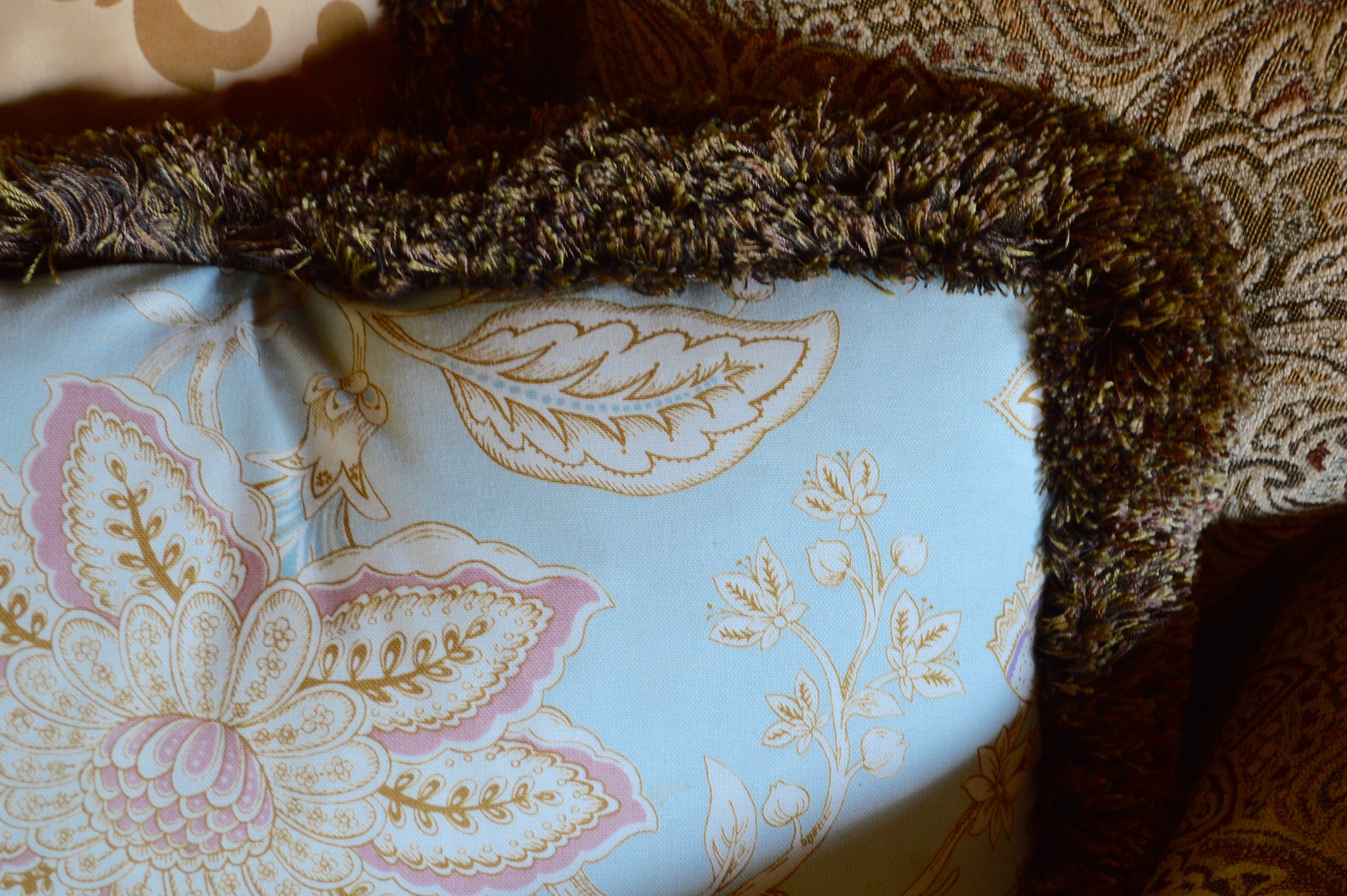 Two Overstuffed Armchairs with Ottomans