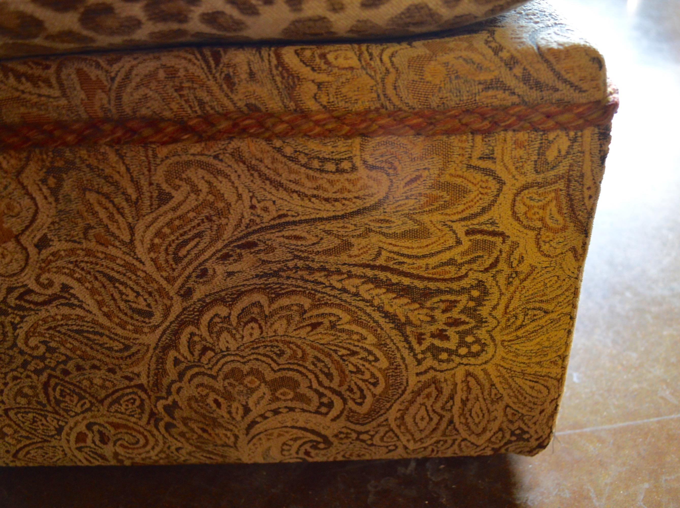 Two Overstuffed Armchairs with Ottomans