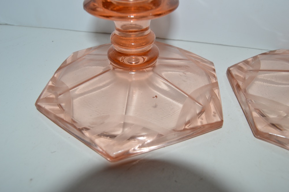 Pink Depression Glass Candle Holders