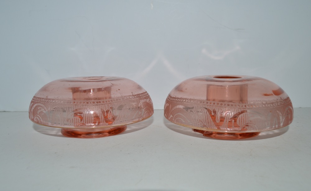 Pink Depression Glass Candle Holders