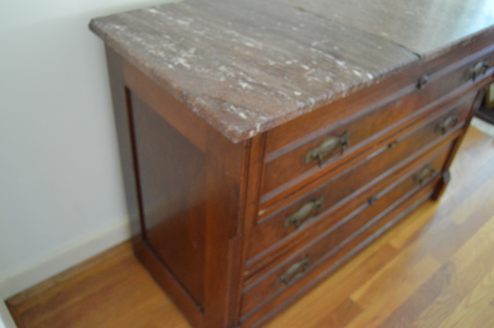 Eastlake Chest of Drawers with Marble Top