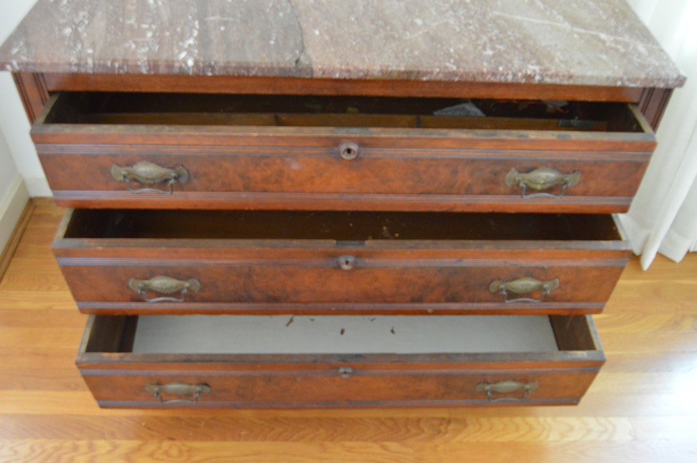 Eastlake Chest of Drawers with Marble Top