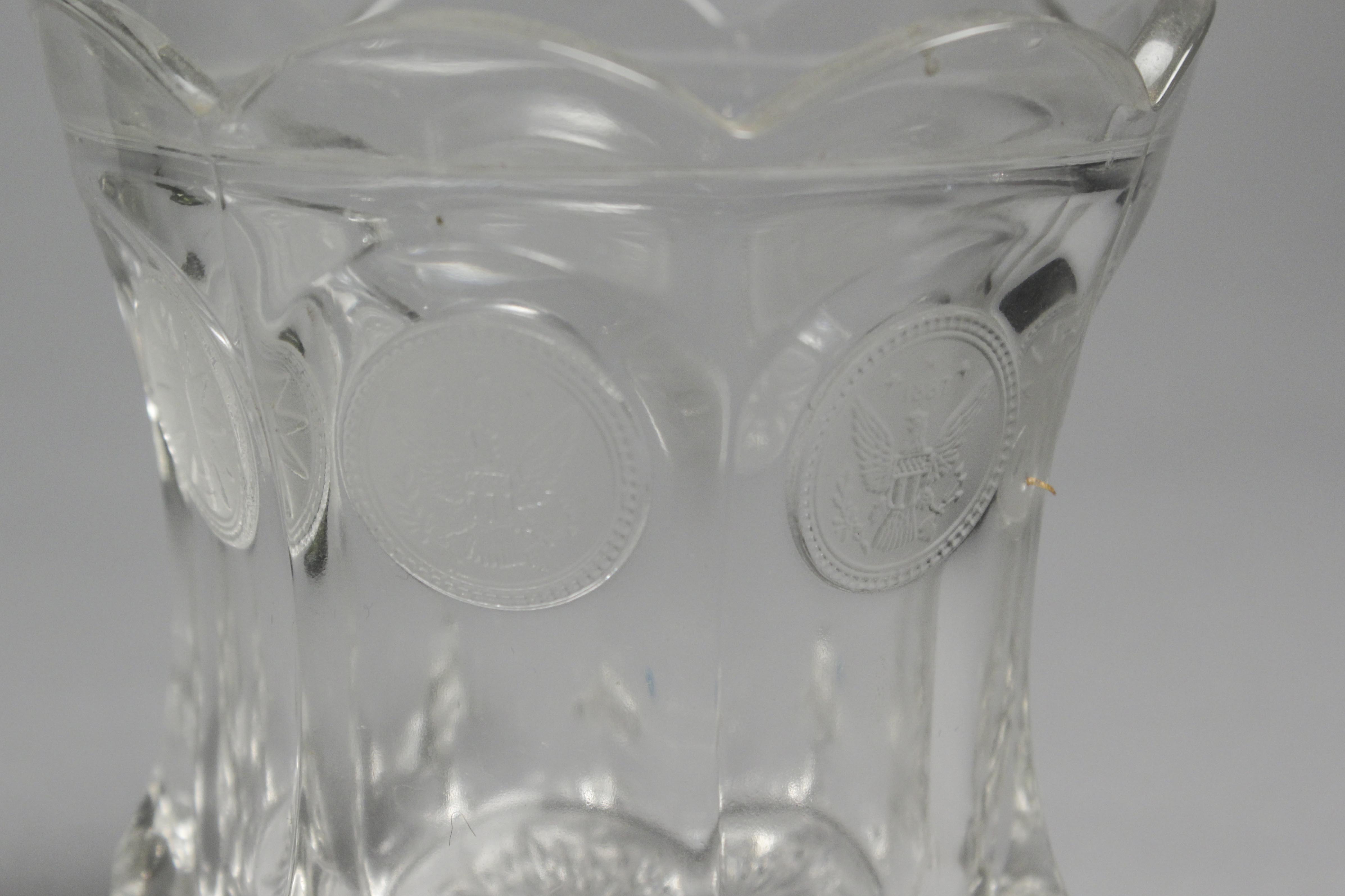 Trio of Vintage Emblem Embossed Pressed Glass