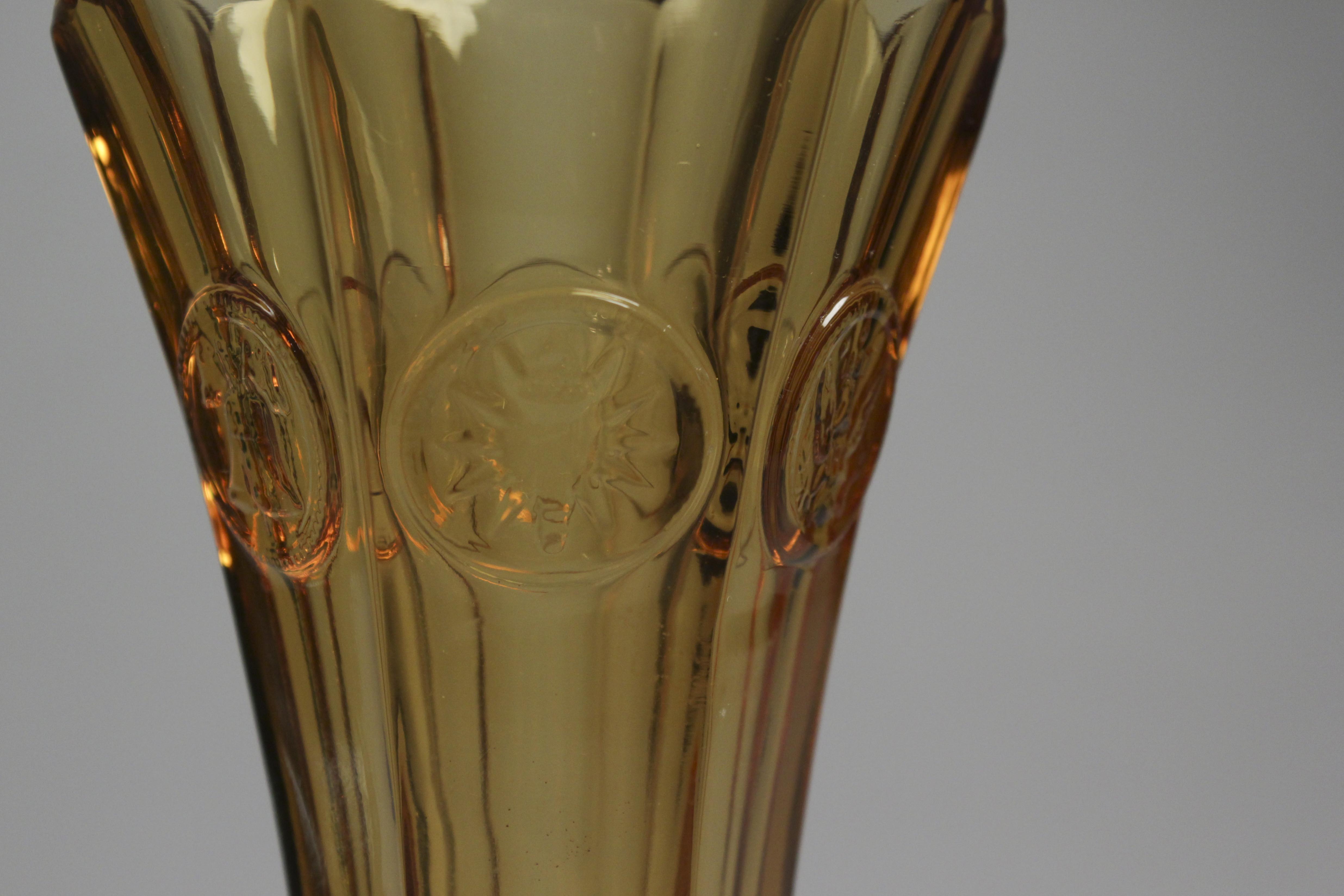 Trio of Vintage Emblem Embossed Pressed Glass