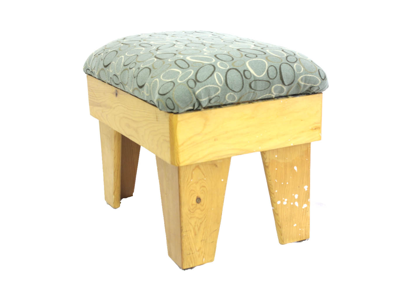 Padded Pine Stool with Modern Upholstery