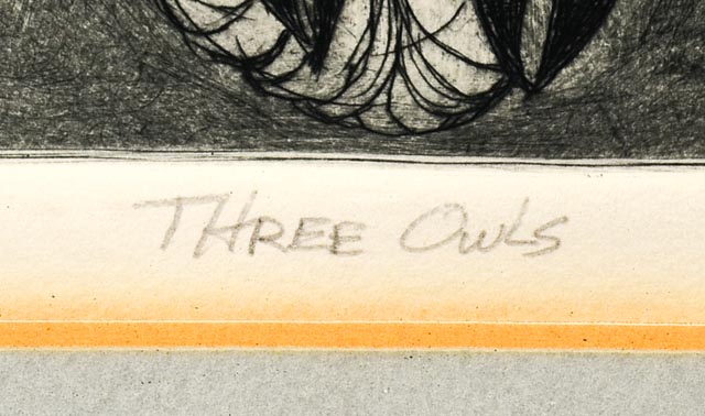 Original Christine McGinnis "Three Owls" Etching