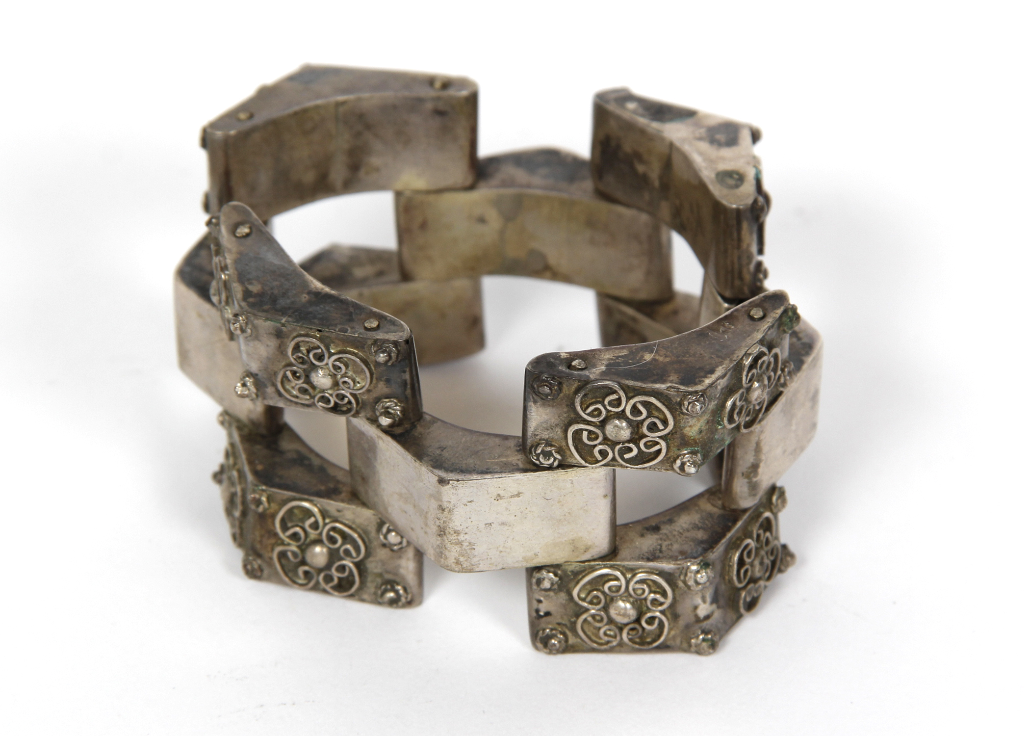 Vintage Sterling Silver Modern Hinged Bracelet