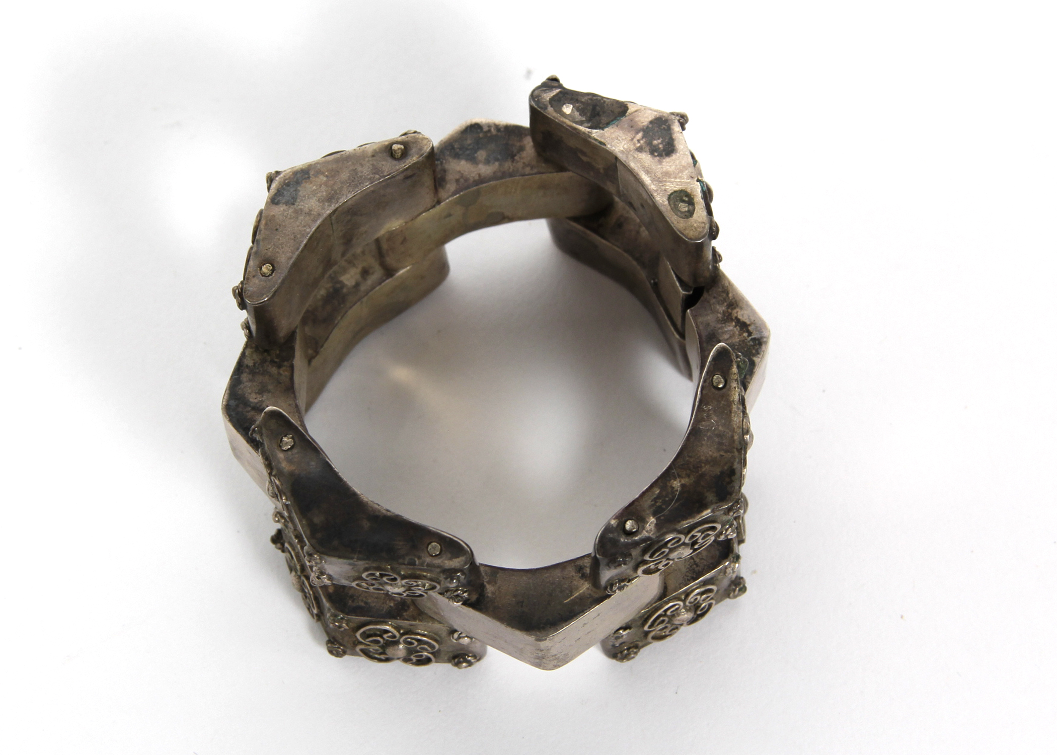 Vintage Sterling Silver Modern Hinged Bracelet