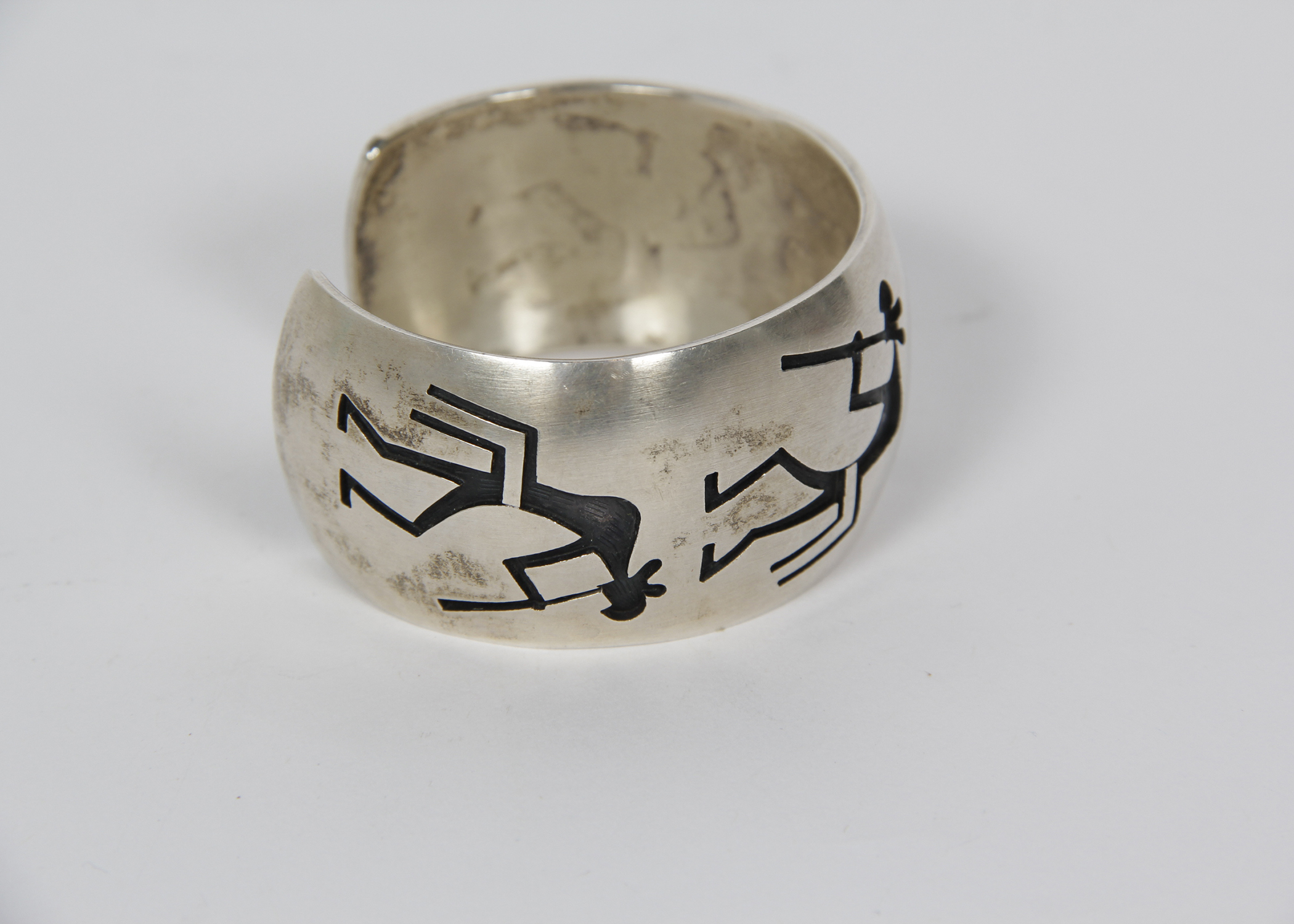 Vintage Sterling Silver Hopi Kokopelli Cuff Bracelet