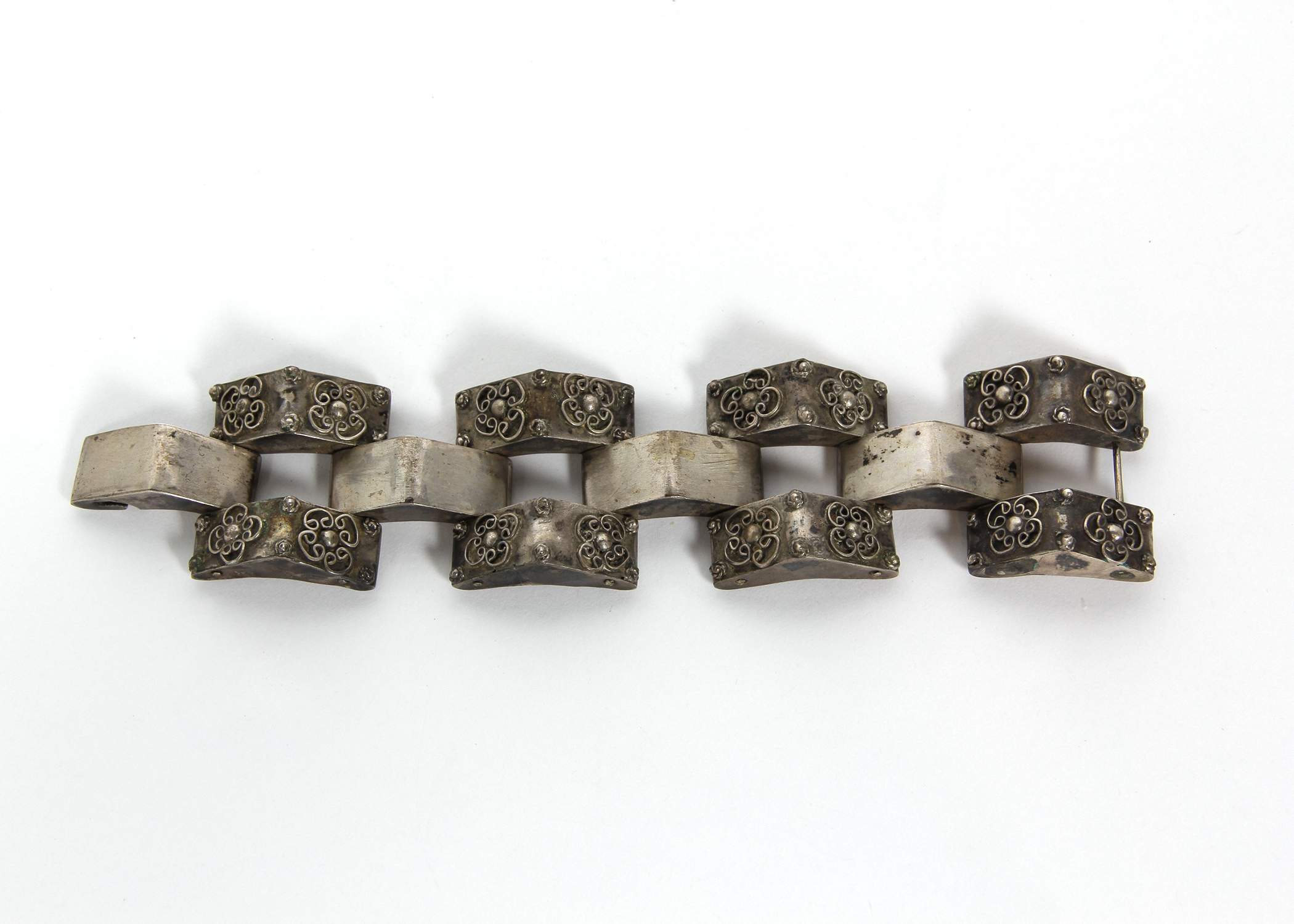 Vintage Sterling Silver Modern Hinged Bracelet