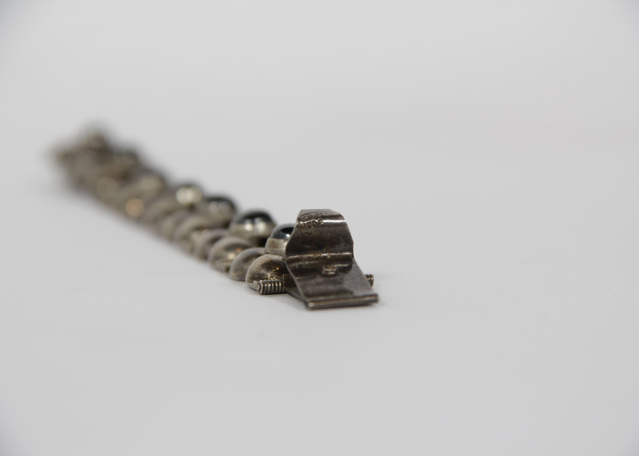 Sterling Silver and Onyx Mexican Modernist Bracelet