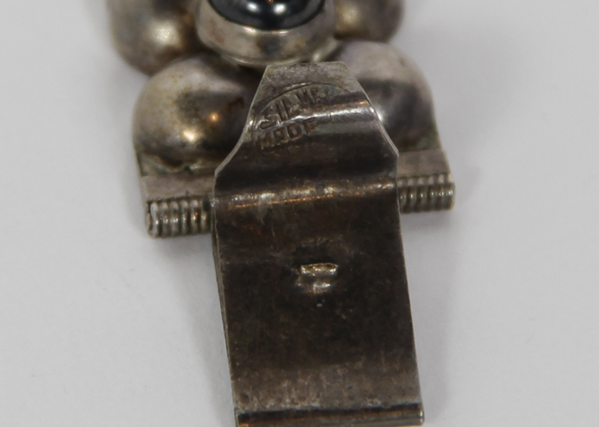 Sterling Silver and Onyx Mexican Modernist Bracelet