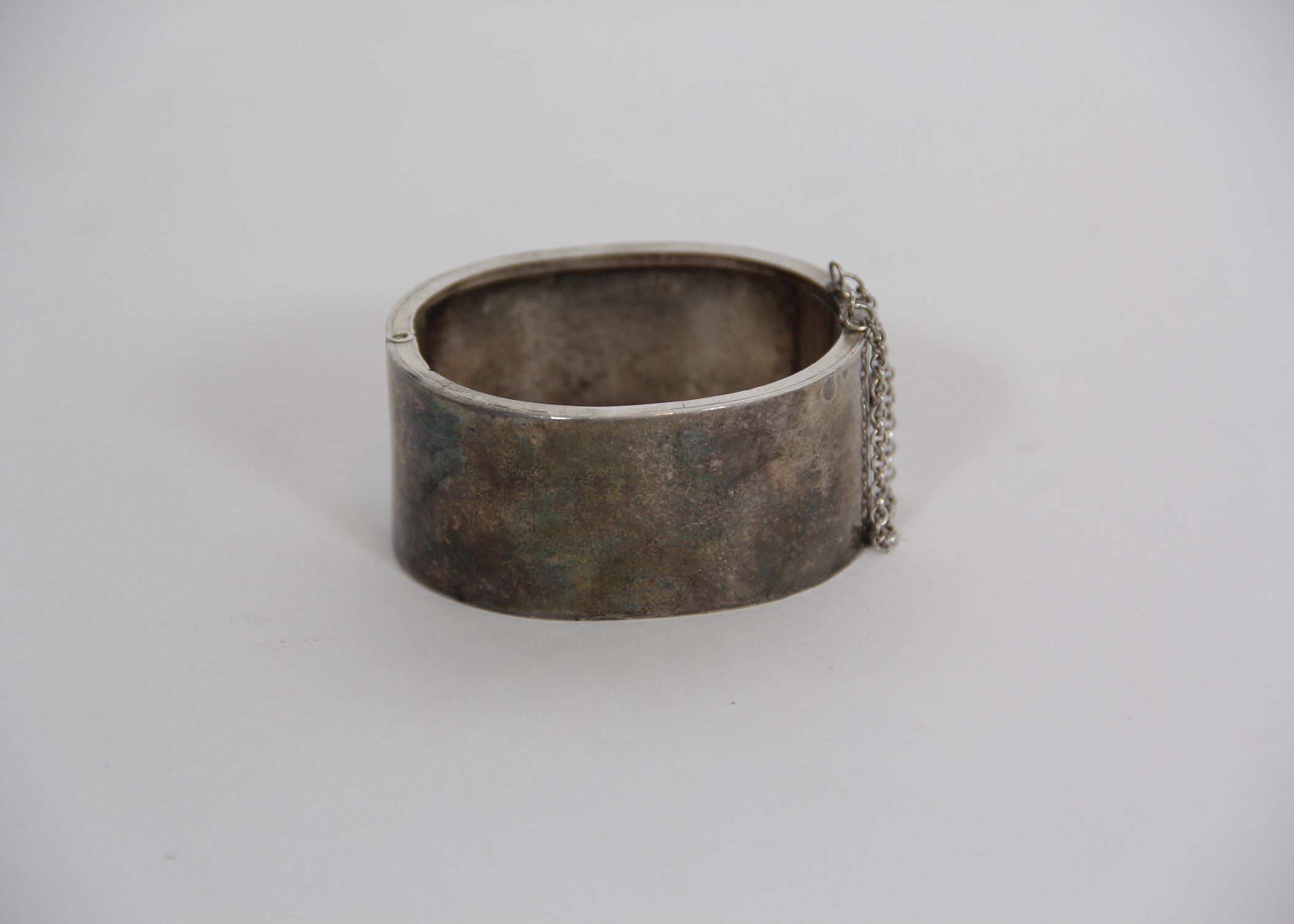 Sterling Silver Mexican Modernist Hinged Bangle Bracelet