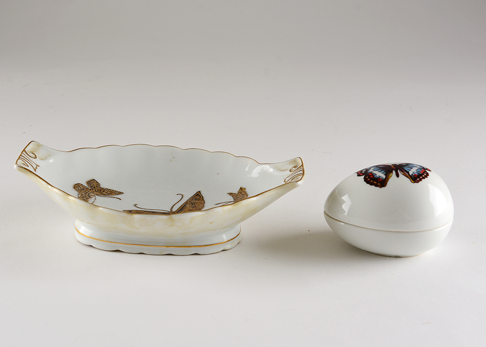 Ceramic Butterfly Dish and Egg