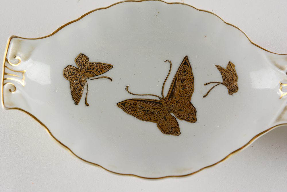 Ceramic Butterfly Dish and Egg